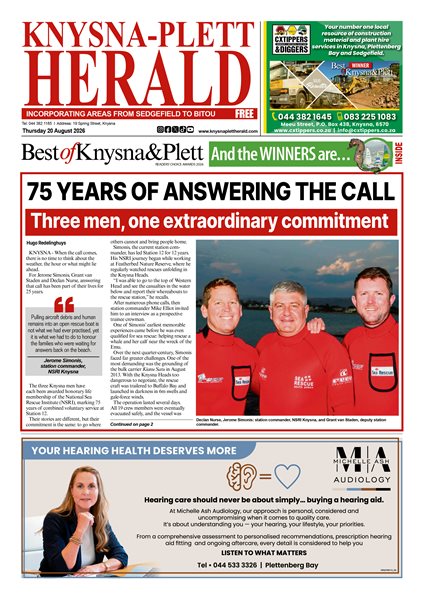 Knysna Plett Herald 20 August 2026