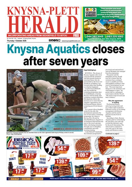 Knysna Plett Herald 1 October 2026
