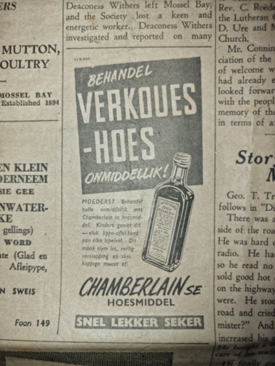 Herken jy enige van dié handelsname uit 'n 1954 koerant?
