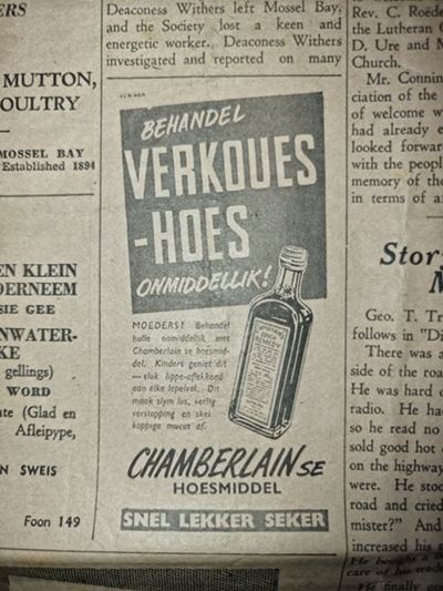 Herken jy enige van dié handelsname uit 'n 1954 koerant?