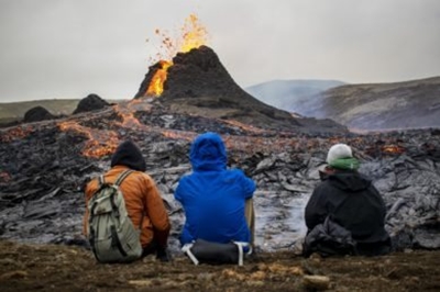 Thousands toast marshmallows at Iceland’s erupting volcano