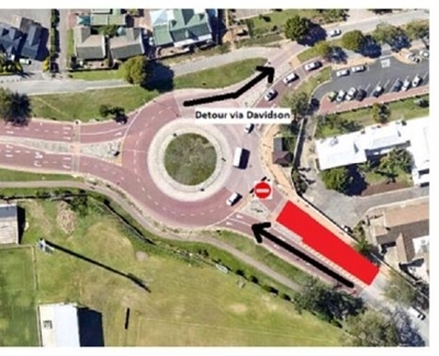 Roadworks at intersection of CJ Langenhoven Road with Davidson Road