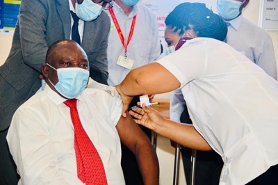 President Ramaphosa receives Covid vaccine shot