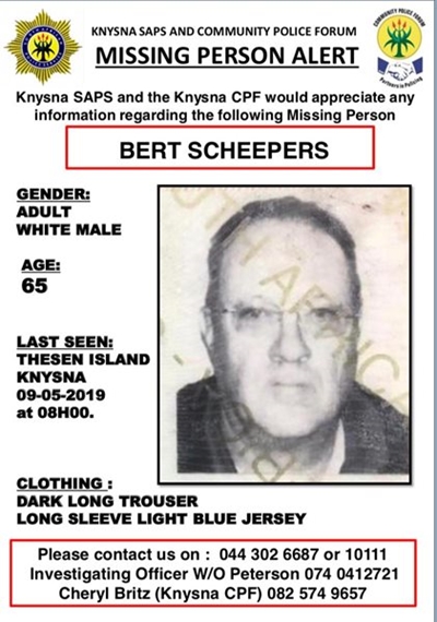 Knysna SAPS commence search for missing man 