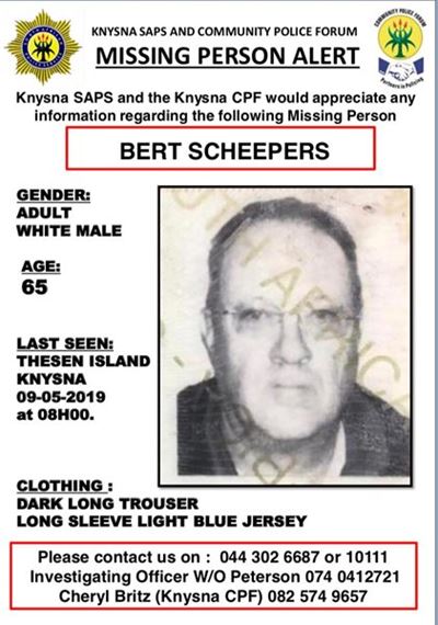 Knysna SAPS commence search for missing man 