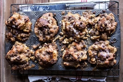 Chocolate chip banana bread french toast muffins