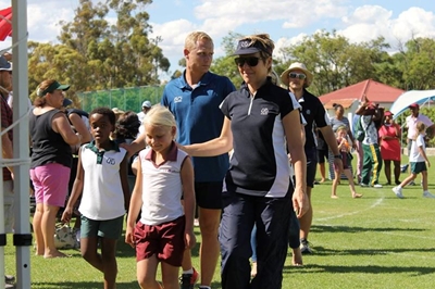 Primary school learners in action at interschool athletics day 