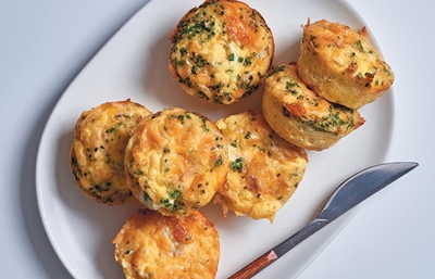 Four-ingredient chicken and cheese egg “muffins”
