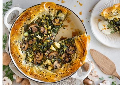 Mushroom Spanakopita Pie