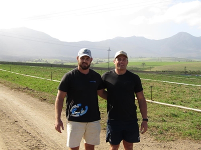 CJ Stander exercises with 50kg bags