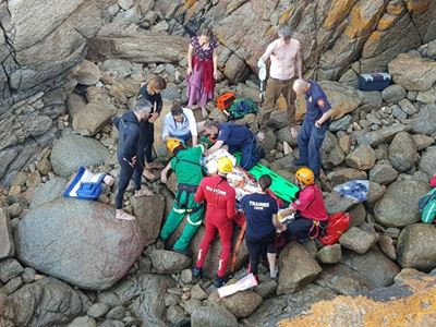 Man survives 10m fall at Vic Bay