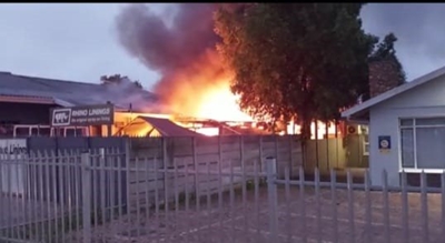 Fire at business premises contained