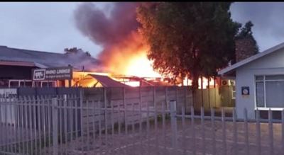 Fire at business premises contained