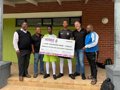 Jonga High soccer team receives prize of new jerseys as tourney winners