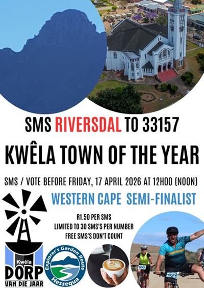 Stem nou vir Riversdal in Kwêla Dorp van die Jaar-kompetisie