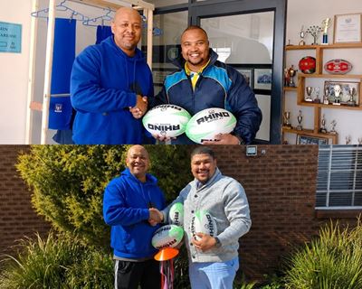 Oud-leerling gee terug met rugbytoerusting 
