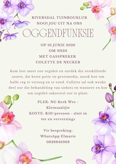 Tuinbouklub bied oggendfunksie oor orgideë