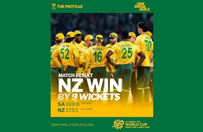 Proteas fall short again after crushing defeat to Black Caps at T20 World Cup