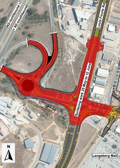 Notice of surfacing at Langeberg mall intersection and N2-ramps