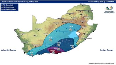 Two more cold fronts expected in Western Cape from Sunday to Tuesday 