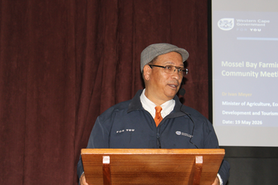 Wes-Kaapse minister vergader met boere in Brandwag