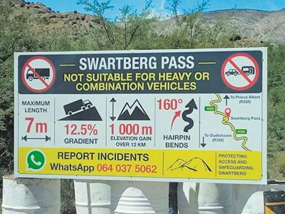 Swartbergpas kos vragmotordrywer R9 000