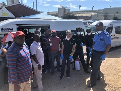 Business woman donates sanitiser, gloves for taxis