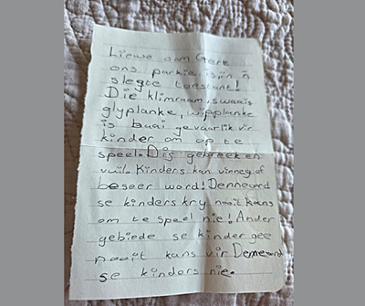 Parkie kry nuwe lewe ná 'n briefie van 'n elfjarige