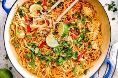 Homemade chicken pad Thai