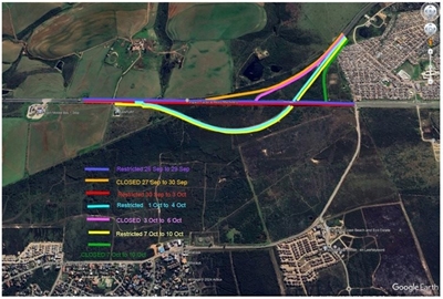 Lane closure on bridge at N2 on- and off-ramps near Dana Bay