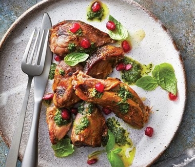 Recipe: Slow-cooker lamb with pomegranate & coriander-mint sauce