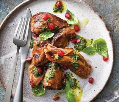 Recipe: Slow-cooker lamb with pomegranate & coriander-mint sauce