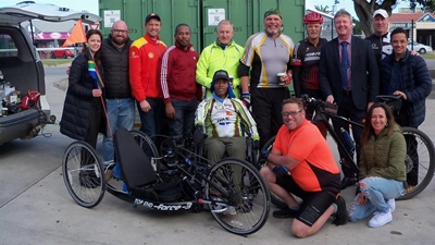 Cyclists challenged by tough wind