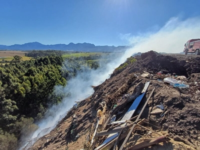 George Fire Services monitor smouldering fires at landfil site
