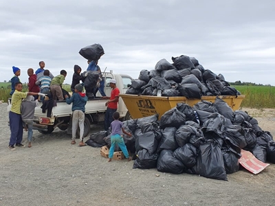 700 bags, 2 skips and a truck full of trash