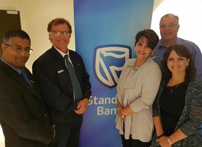 Bank manager speaks at business chamber meeting
