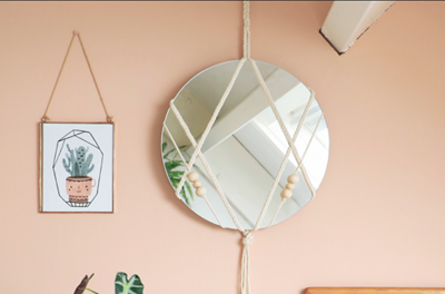 Macrame a hanging wall mirror
