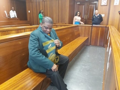Omotoso arrives in court wearing Springbok outfit