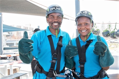 District mayor tries zipline