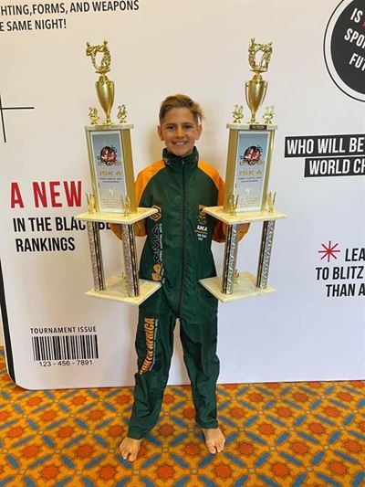 Three world titles for Plett karate kid