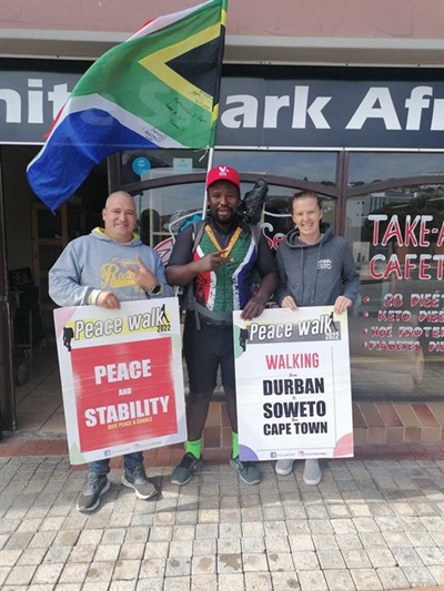 Big man on the road for peace