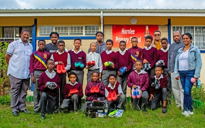 New shoes for Hornlee Primary's soccer team