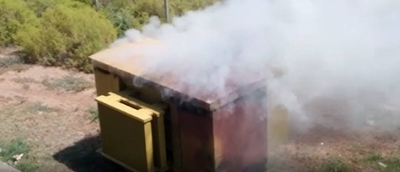  500 KVA-transformator slaan aan die brand