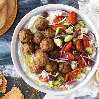 Lamb and Mushroom Meatball Pitas