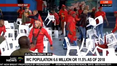 WATCH: EFF and Land Party throw chairs at each other during SABC debate