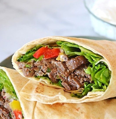 Healthy sirloin beef wraps