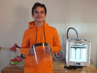 15-year-old prints face shields 