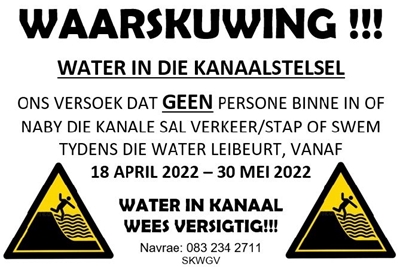 Waarskuwing: Leibeurt - waterkanale