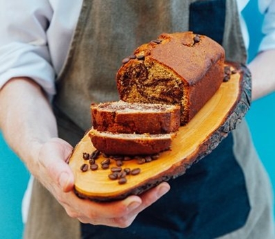 French-style cake with coffee, almond and cocoa