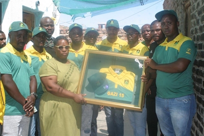 Framed jersey to honor soccer player